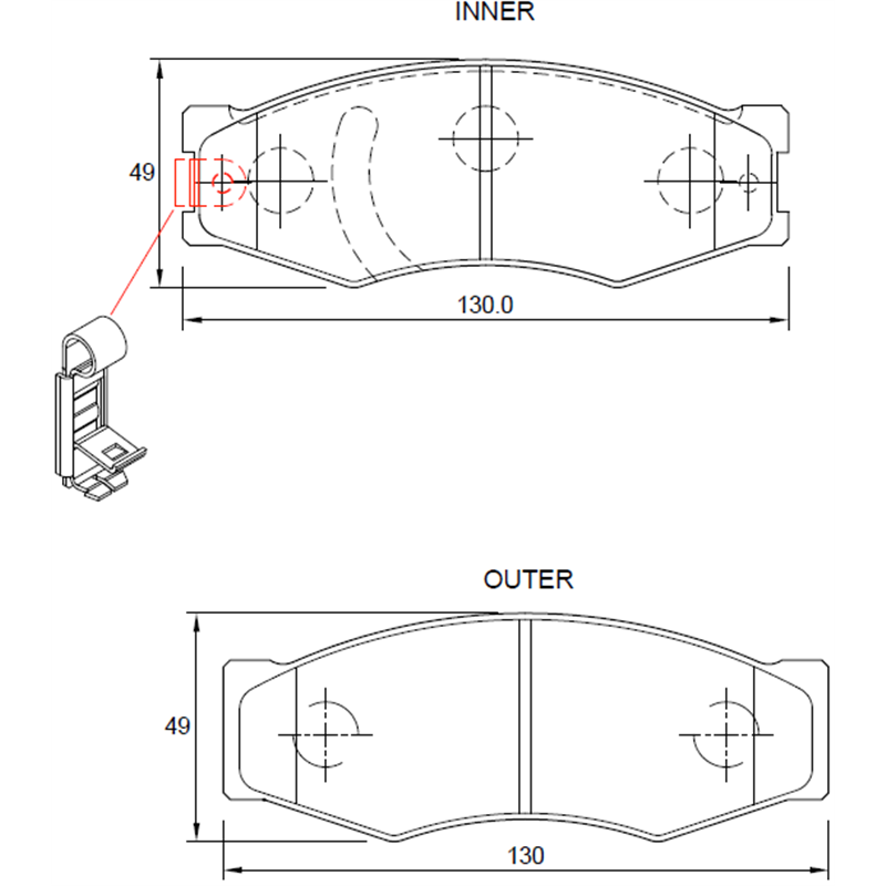 Mitsubishi Colt 2.8 TURBO DIESEL 4 Cyl 4M40 Eng 1999-2009 Front Brake Pads