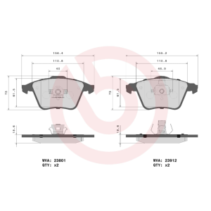 Volvo V60 II 2.5 T5 B5254T12 20V 187KW 15-18 Front Brake Pads