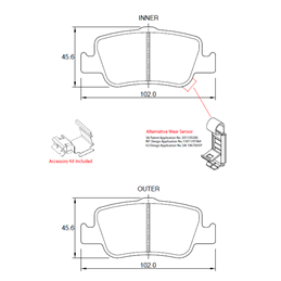 Toyota Auris 1.6 91KW 1ZR-FE 4 Cyl 1598 Eng 2007-2010 Rear Brake Pads