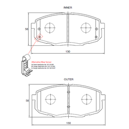 Kia Cerato II 2.0 115KW 4 Cyl 1998 Eng 2009-2012 Front Brake Pads