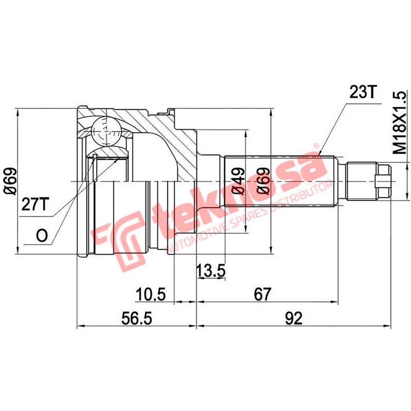 TATA Bolt 1.2 2015- Indica 1.4 1998- Indica Vista 2010- Indigo 2005- Outer CV Joint