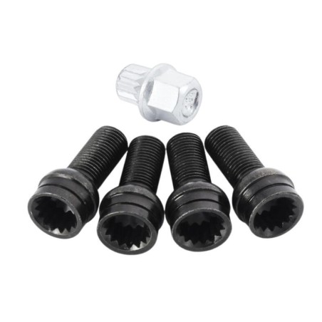 Audi SEAT VW BMW Male Hex M14 x 1.5mm Wheel Bolt and Locking Key Set