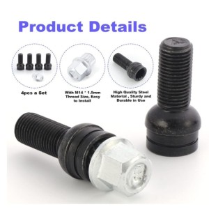 Audi SEAT VW BMW Male Hex M14 x 1.5mm Wheel Bolt and Locking Key Set