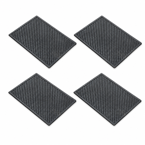 Universal Black Rubber Car Floor Mat Diamond Pattern Pack of 4