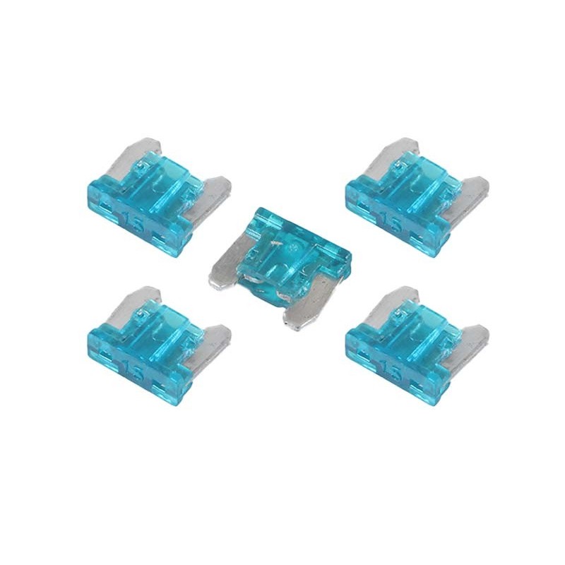 15 Amp Low Profile Mini Blade Fuse - 5 Pieces Pack