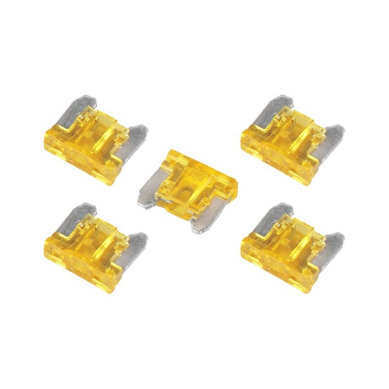 20 Amp Low Profile Mini Blade Fuse - 5 Pieces Pack