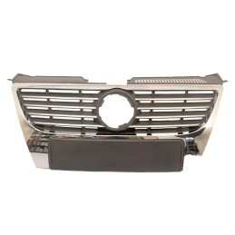 VW Passat VII 05-10 Front Main Grille Chrome with Number Plate Placeholder