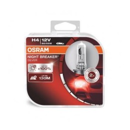Osram H4 Night Breaker Silver 12V 60/55W P43t Up to 100% 130M more Halogen Bulb
